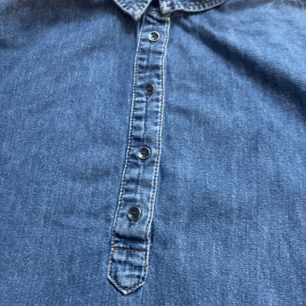 Gap Denim Jean Popover Dress Pockets Button Up Women's Size Medium Blue Med Wash - Picture 4 of 6